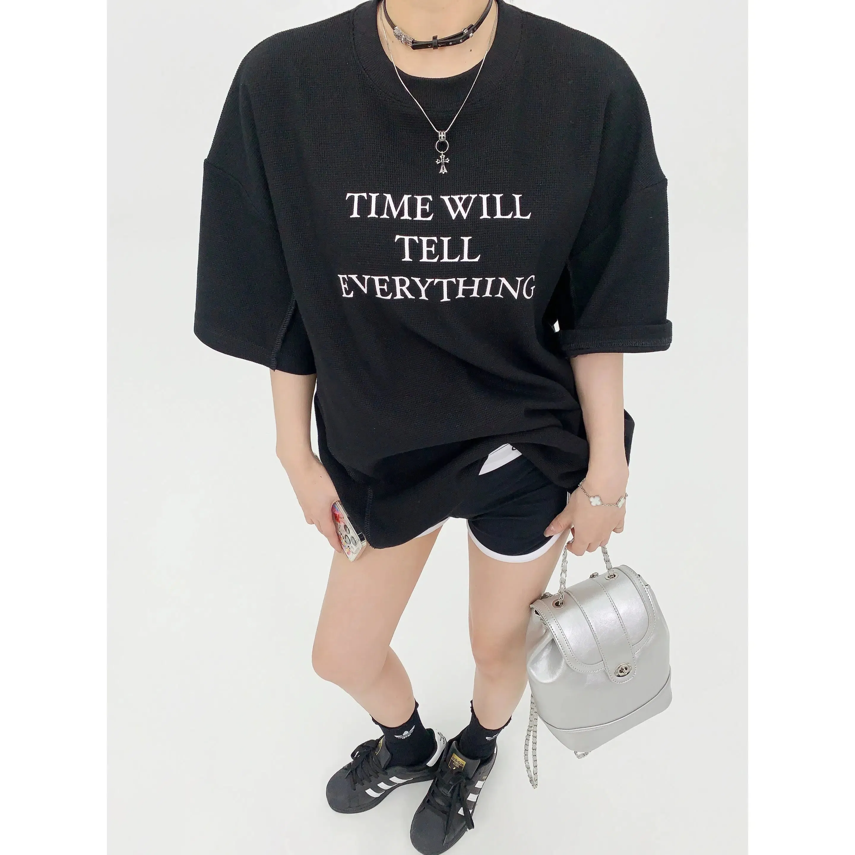 Oversized Graphic Turtleneck Top