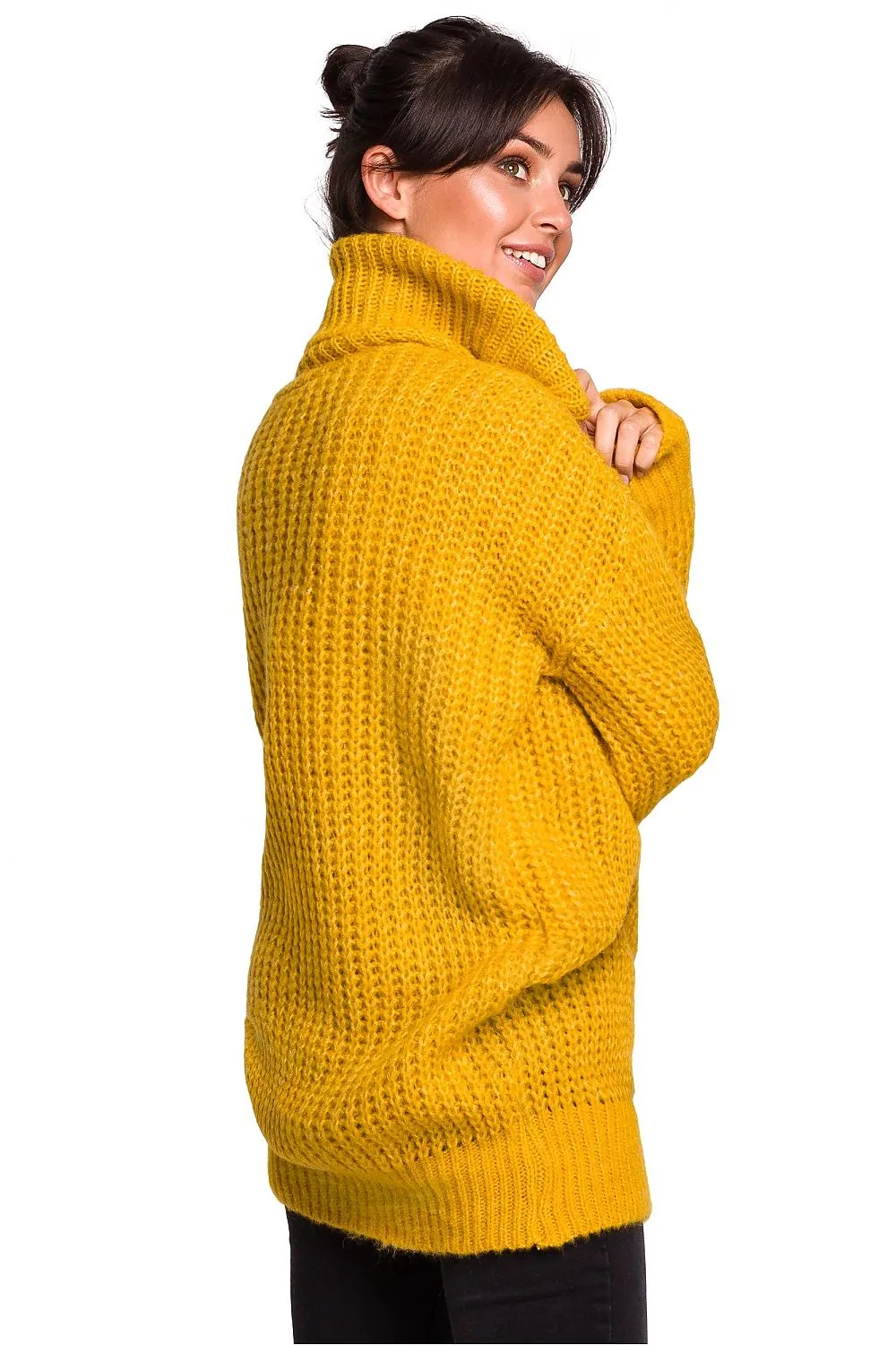 Oversized High-Turtleneck Knit Sweater