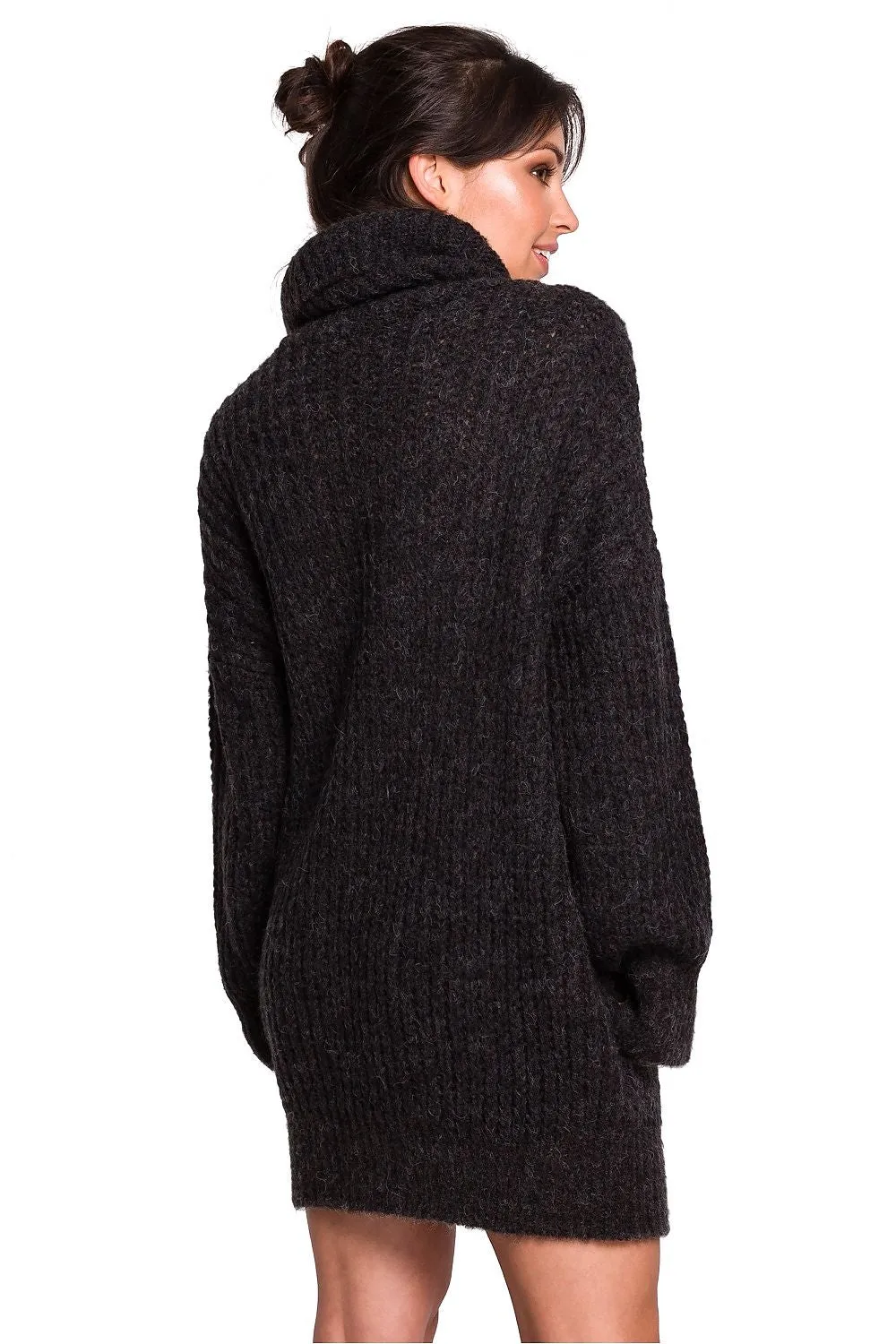 Oversized High-Turtleneck Knit Sweater