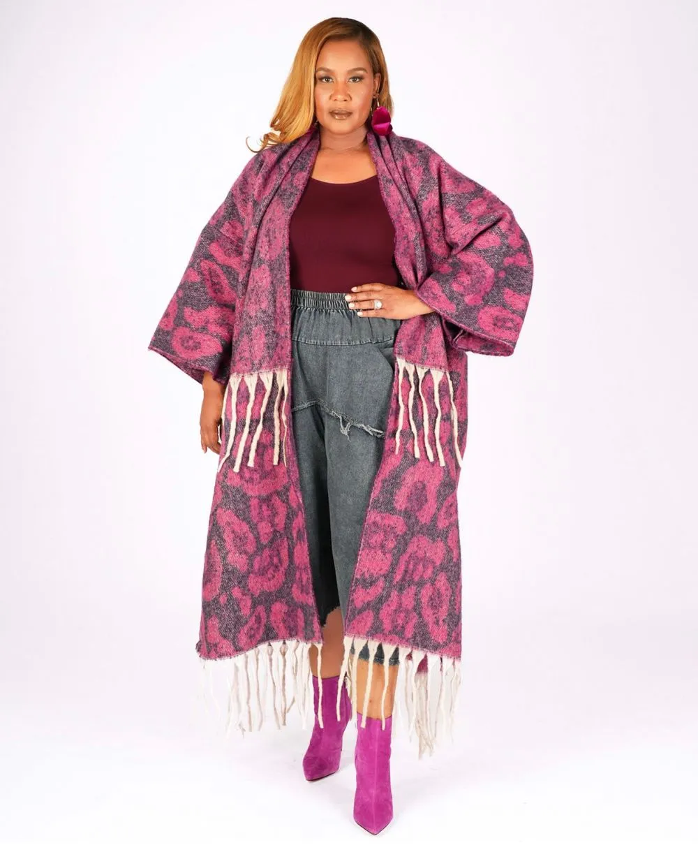 Oversized Purple Tassel Kimono