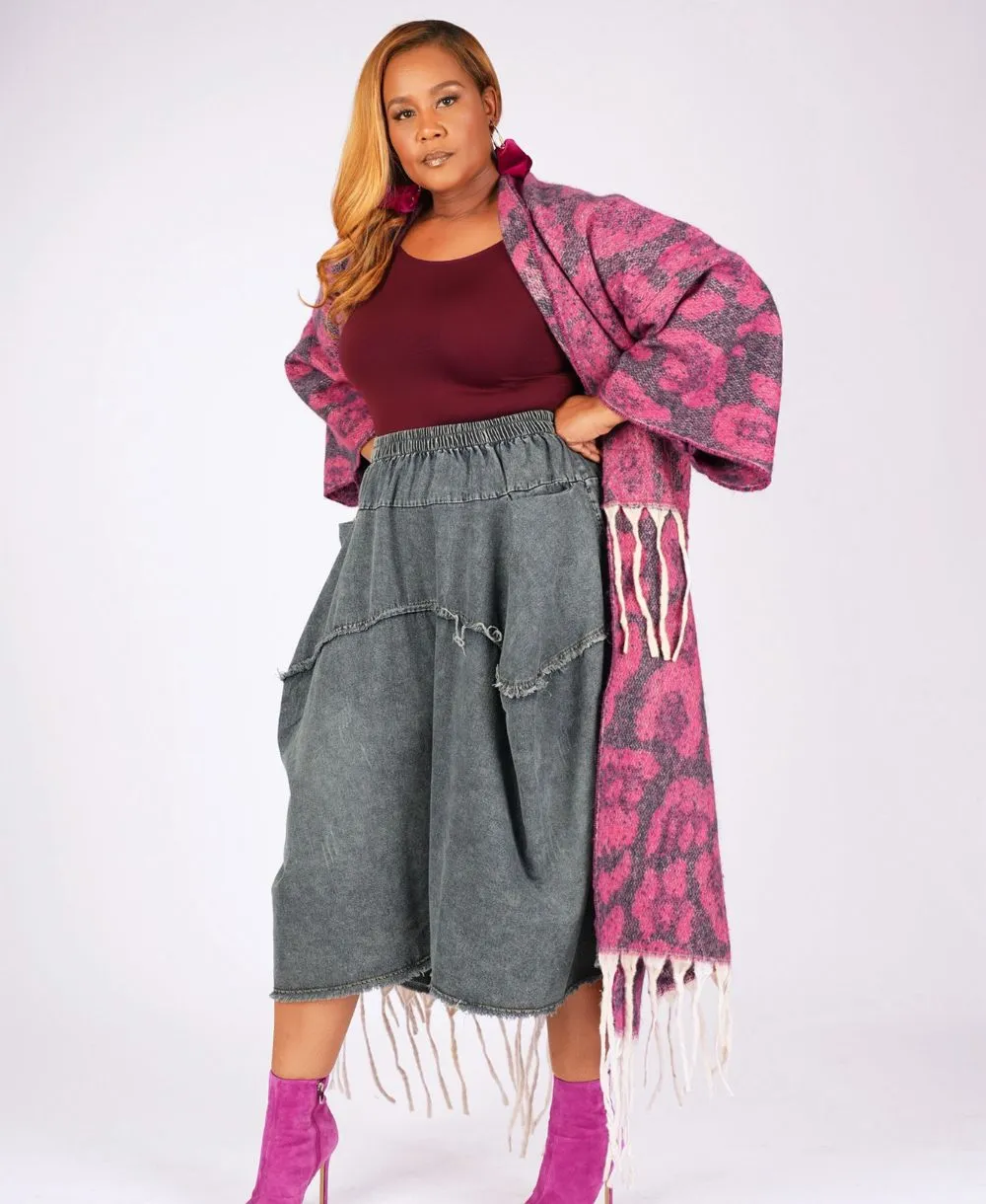 Oversized Purple Tassel Kimono