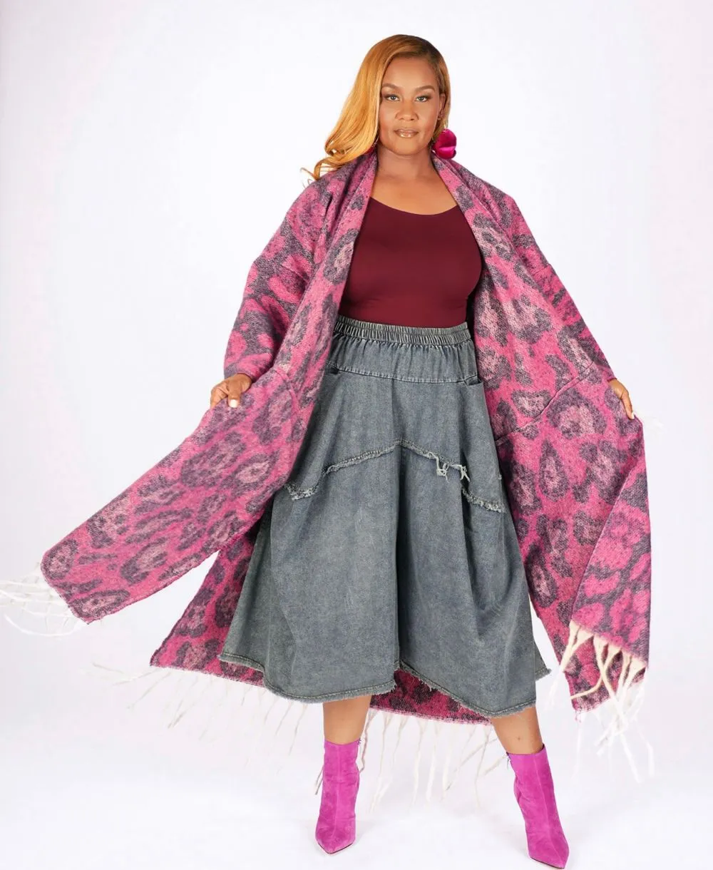 Oversized Purple Tassel Kimono