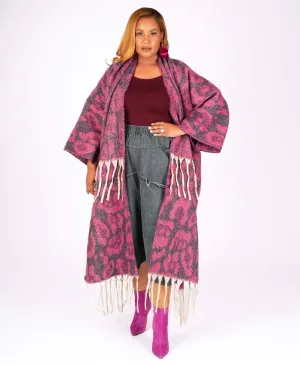 Oversized Purple Tassel Kimono