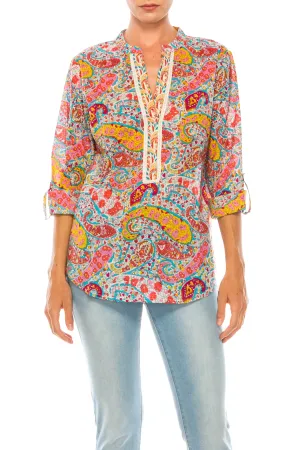 Paisley Printed Tunic with Embroidery