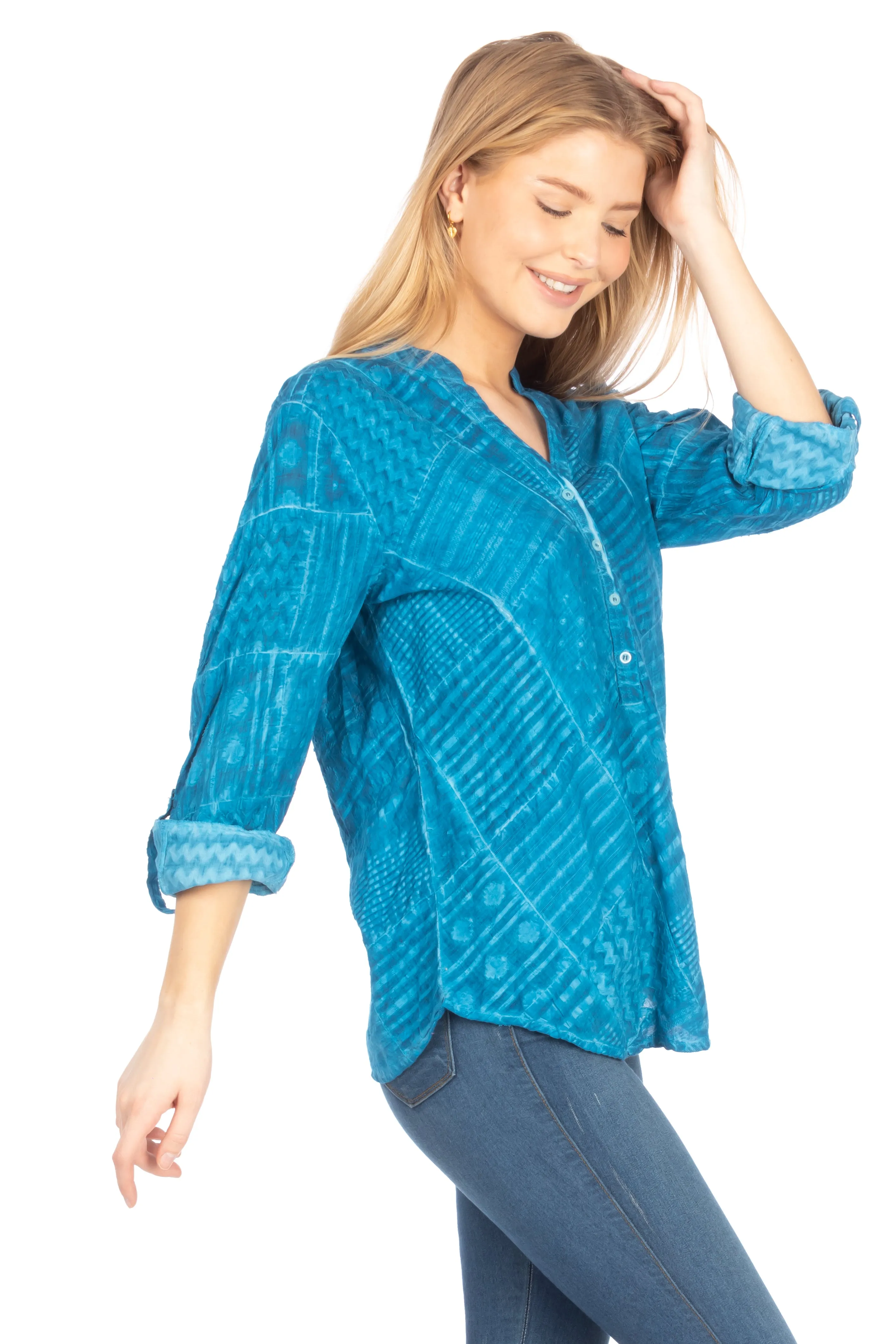 Patchwork Textured Tunic with Vintage Wash