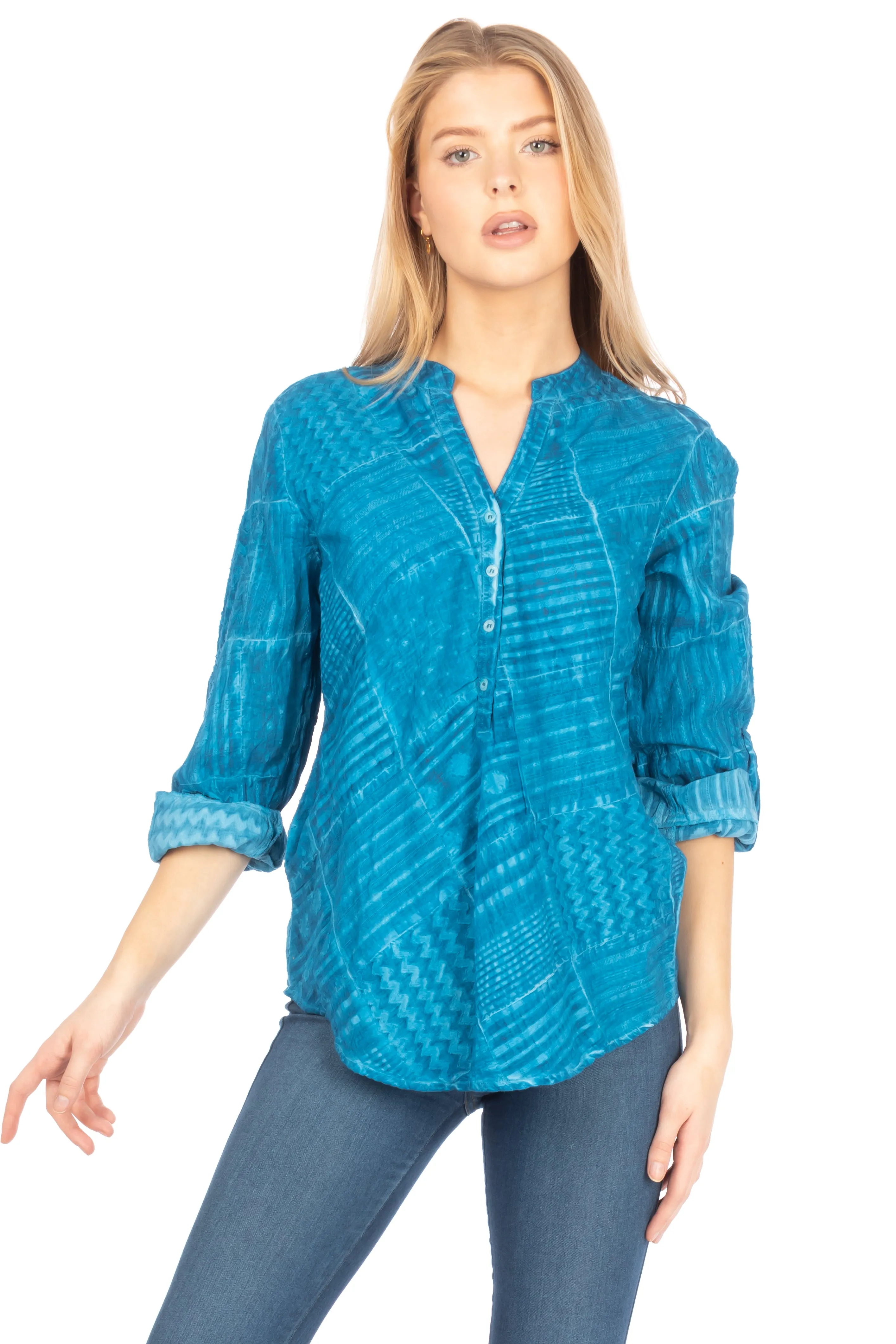 Patchwork Textured Tunic with Vintage Wash