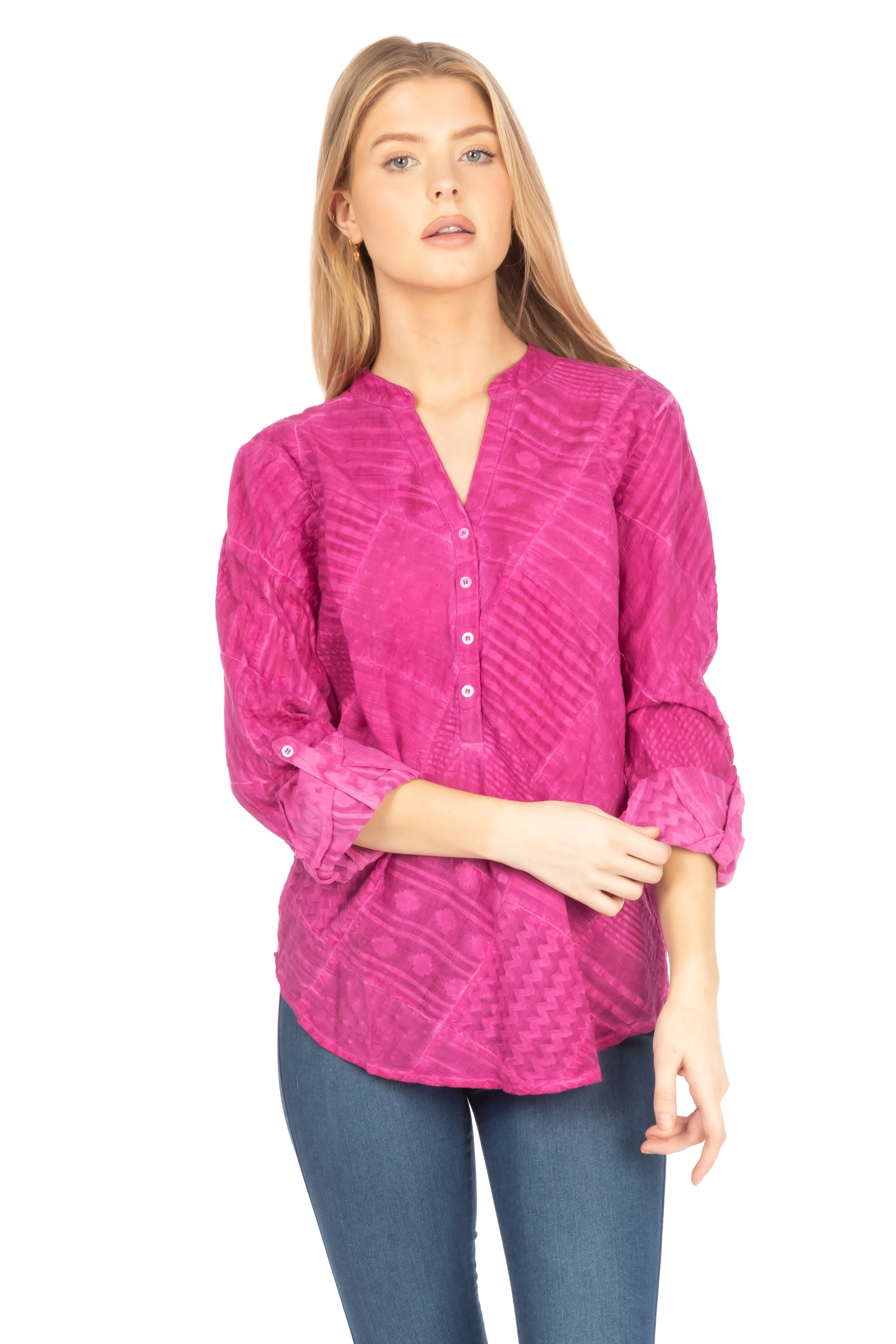 Patchwork Textured Tunic with Vintage Wash