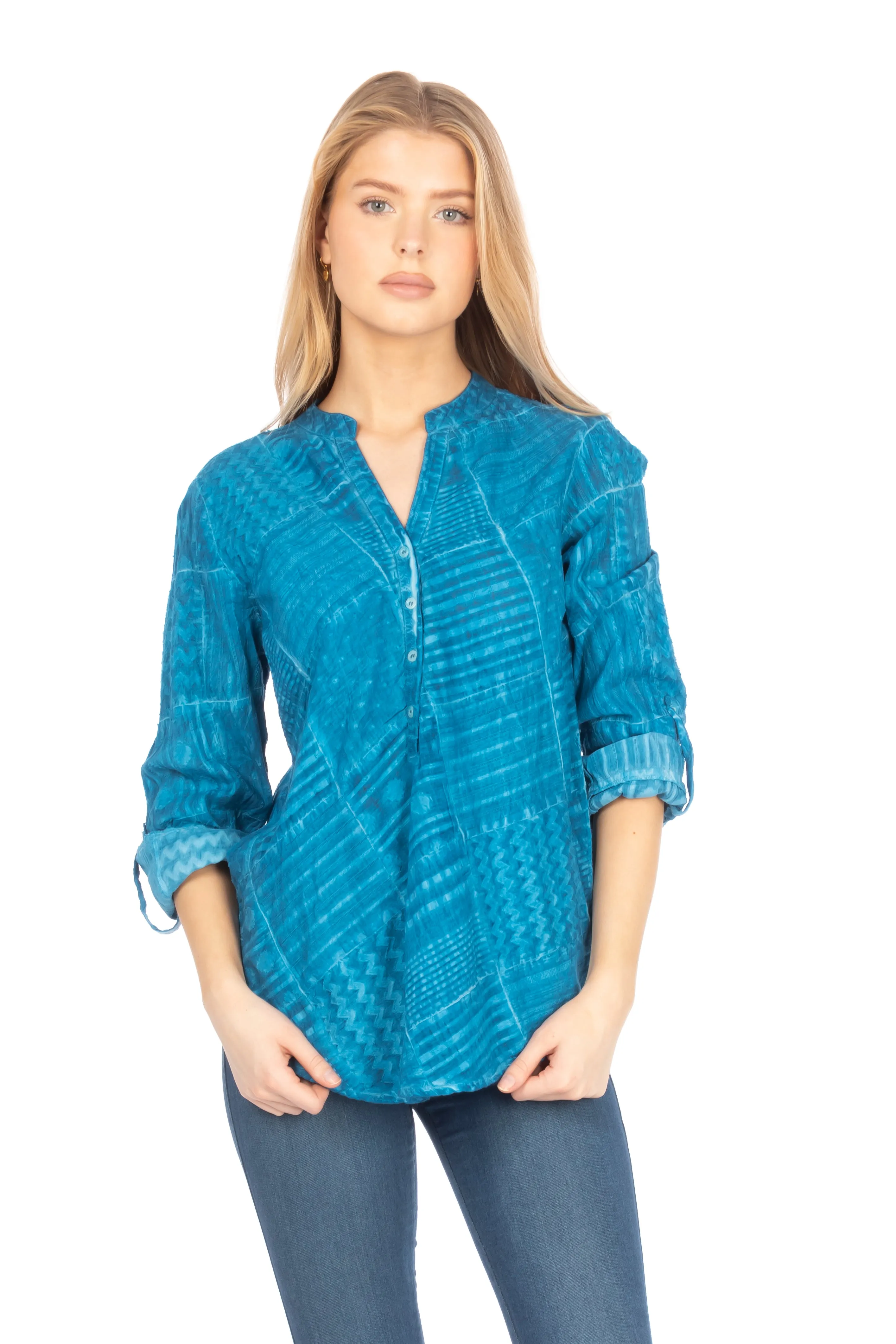 Patchwork Textured Tunic with Vintage Wash