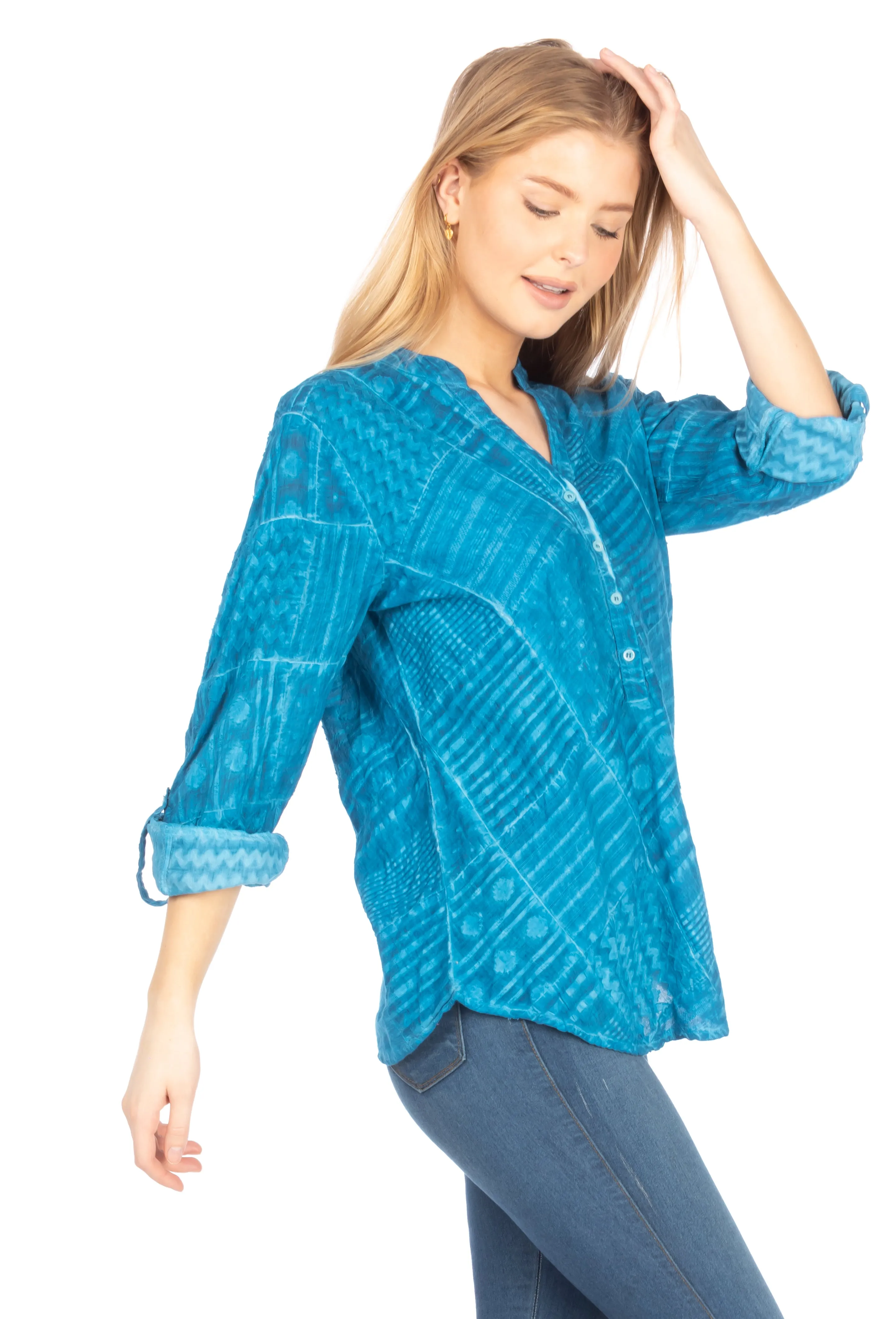 Patchwork Textured Tunic with Vintage Wash