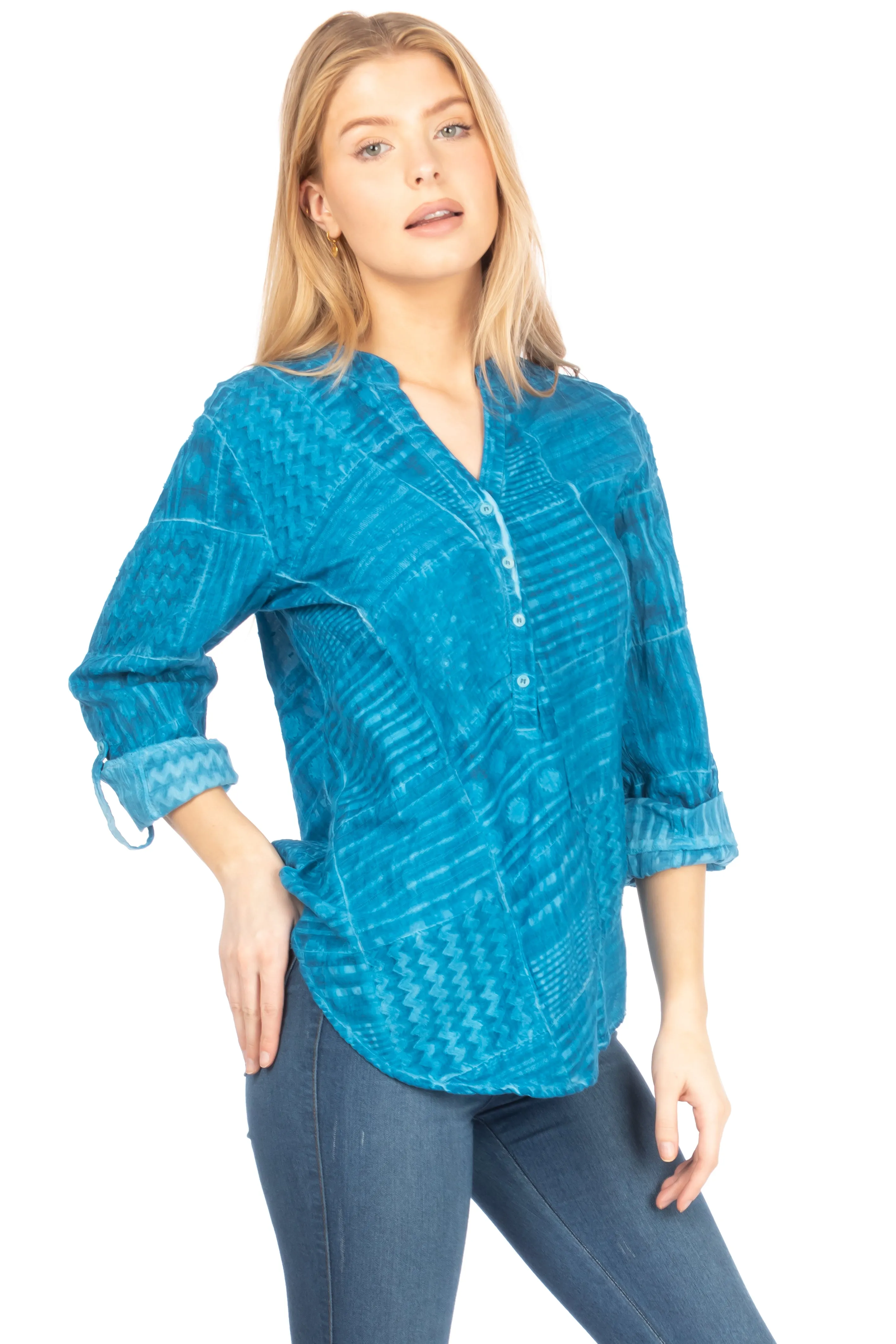 Patchwork Textured Tunic with Vintage Wash