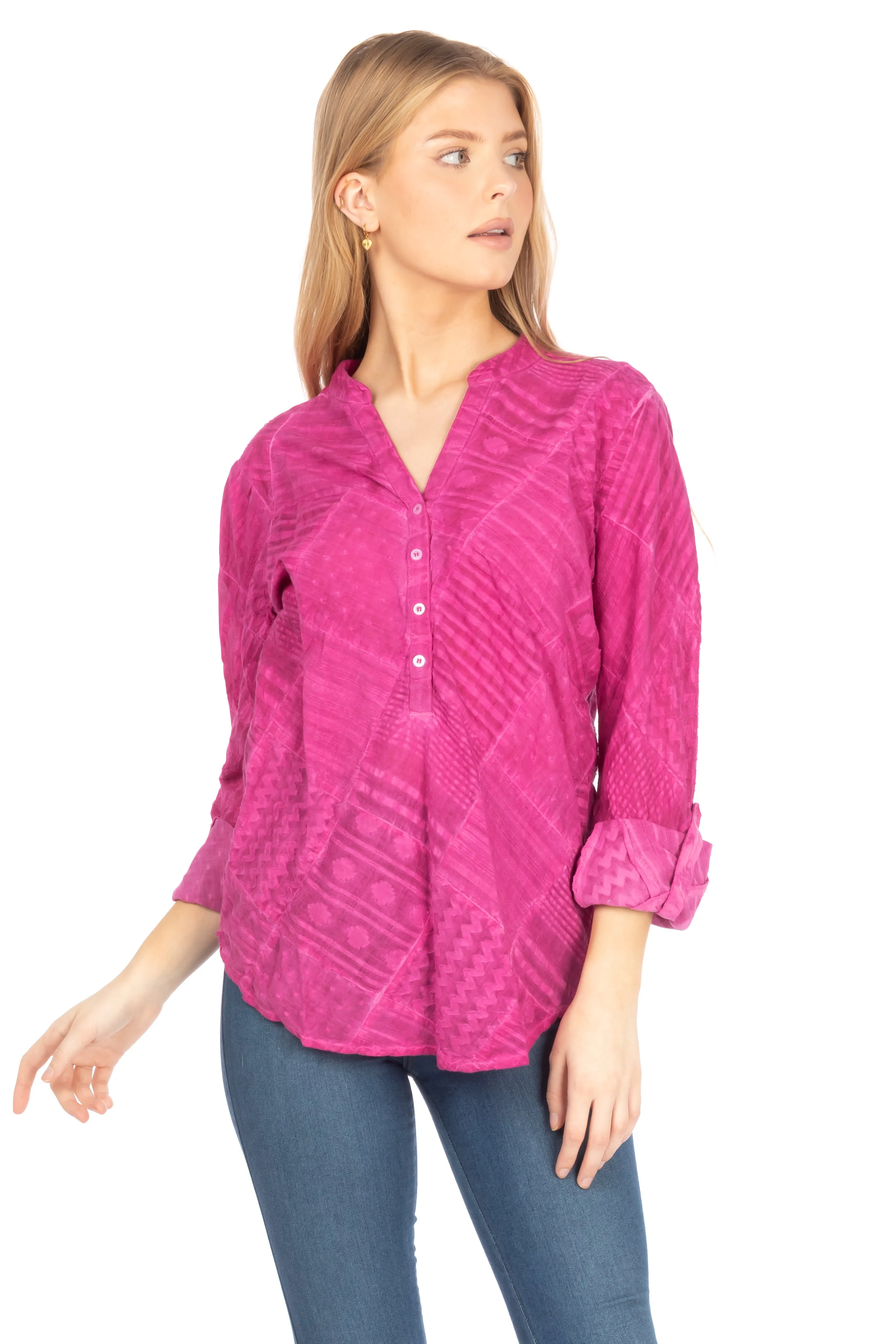 Patchwork Textured Tunic with Vintage Wash