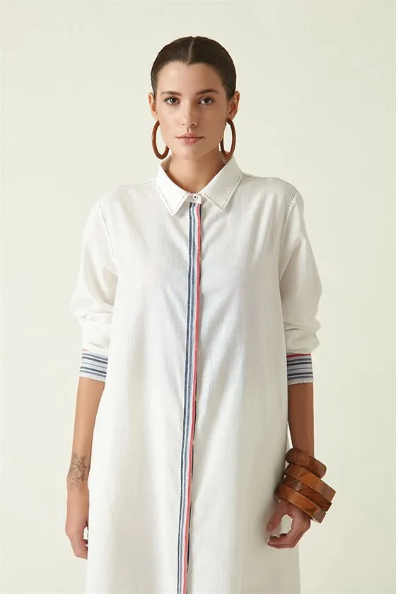 Payal Pratap   I   Bridle Path Vinson Collared Tunic Cotton Handloom Ecru Transition Edit 4SB-41