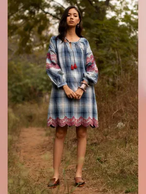 Payal Pratap   -   Tunic Ella  I  Ombre Check Tunic With Tassels And Scallop Embroidery