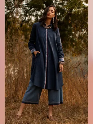 Payal Pratap   -   Tunic Vinson  I  Front Open Collared Tunic With Contrasting Placket And Back Smocking