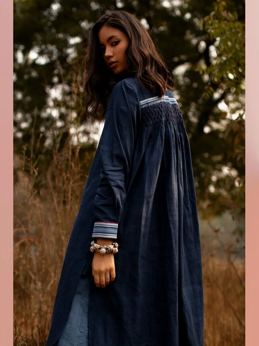 Payal Pratap   -   Tunic Vinson  I  Front Open Collared Tunic With Contrasting Placket And Back Smocking