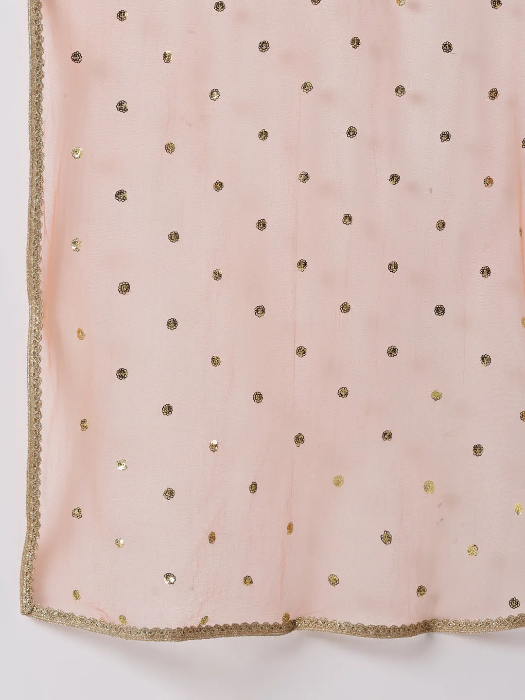 Peach Art Silk Banarasi Jacquard Kurta with Palazzos & Dupatta