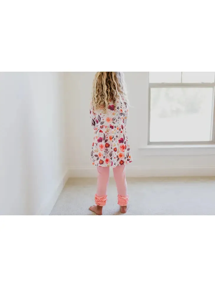 Peach Floral Ruffle Bottom Set