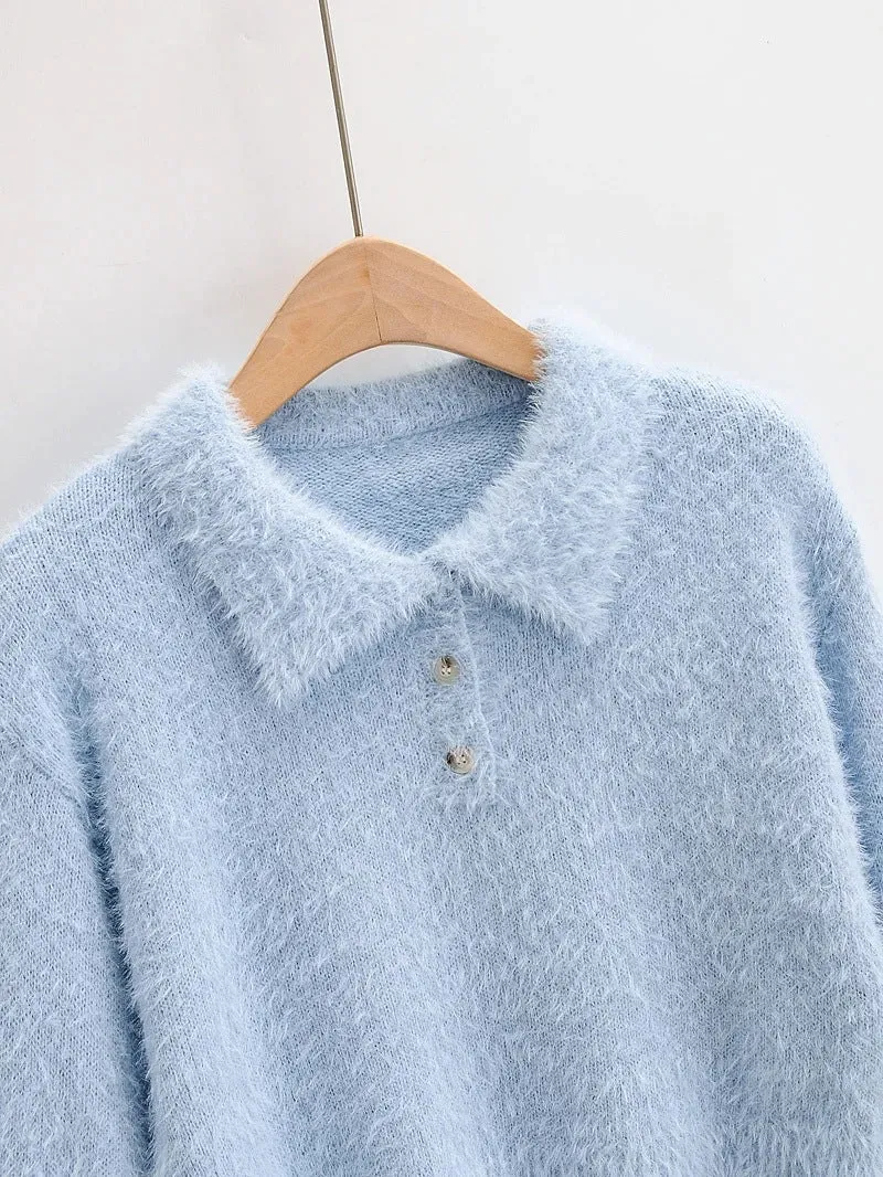 Peter Pan Collar Mohair Short Knit Sweater