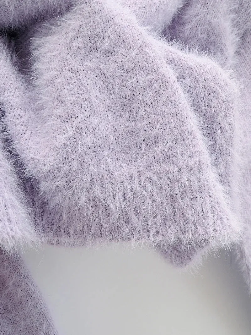 Peter Pan Collar Mohair Short Knit Sweater