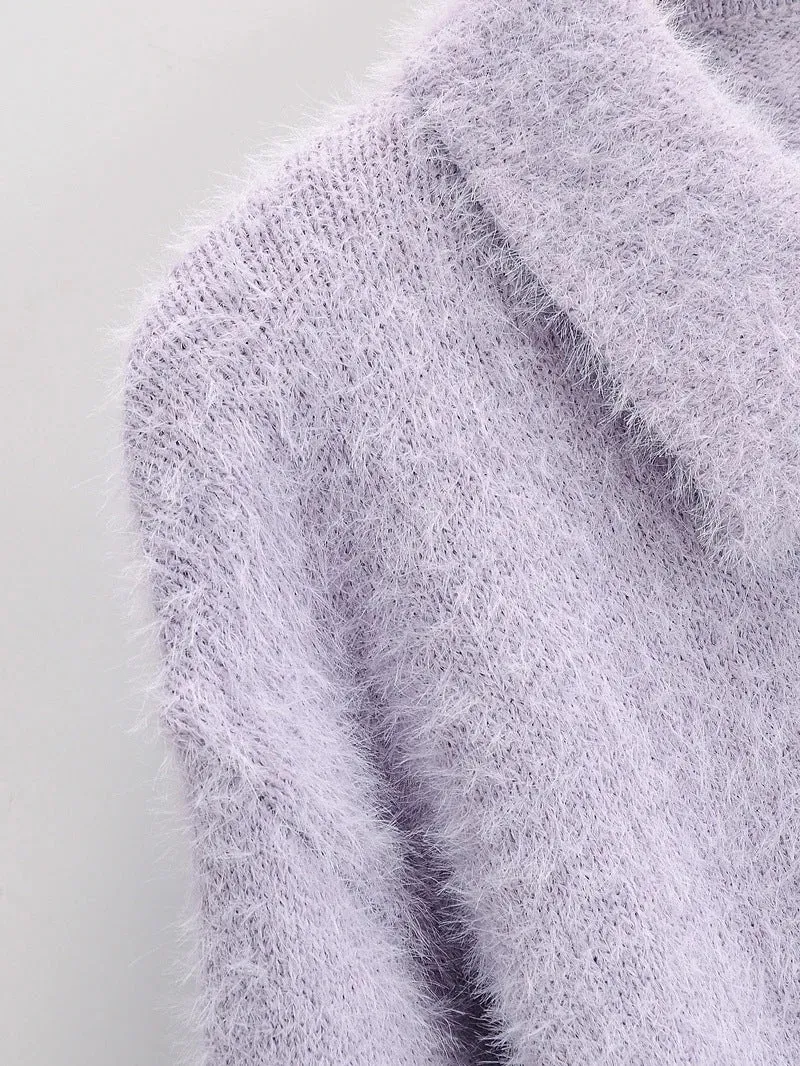 Peter Pan Collar Mohair Short Knit Sweater