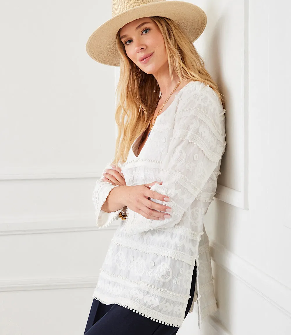 Petite Size 3/4 Sleeve Embroidered Tunic