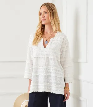 Petite Size 3/4 Sleeve Embroidered Tunic