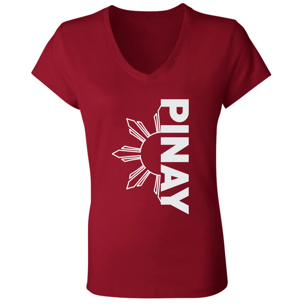 Pinay in Vertical Half Sun Ladies' Jersey V-Neck T-Shirt