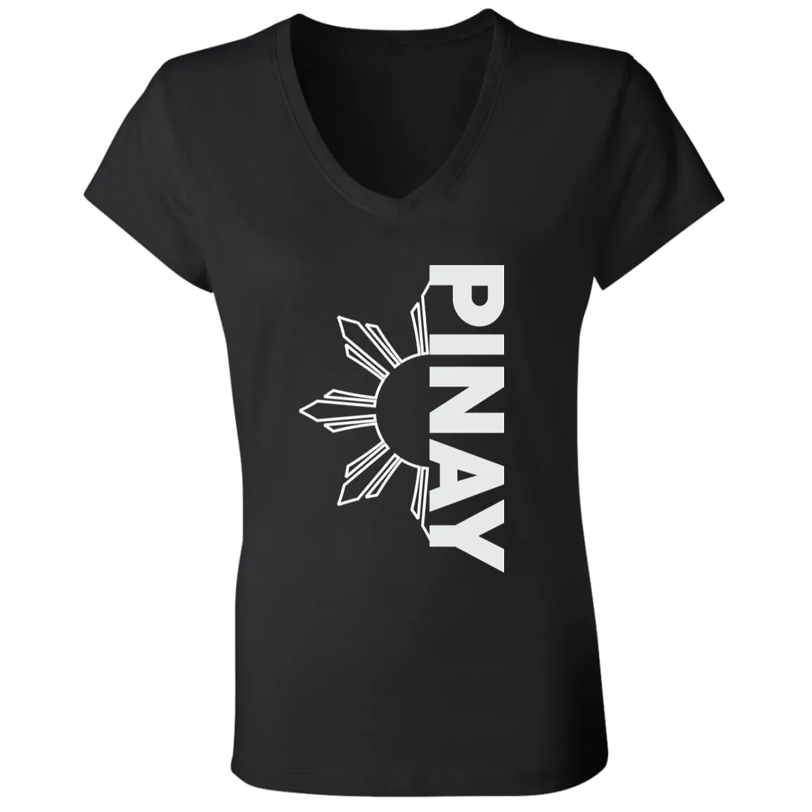 Pinay in Vertical Half Sun Ladies' Jersey V-Neck T-Shirt