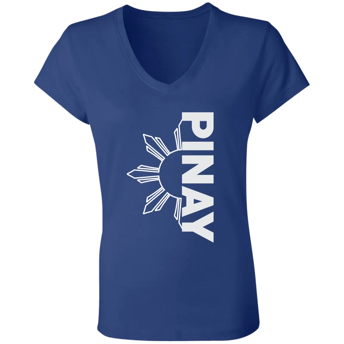 Pinay in Vertical Half Sun Ladies' Jersey V-Neck T-Shirt