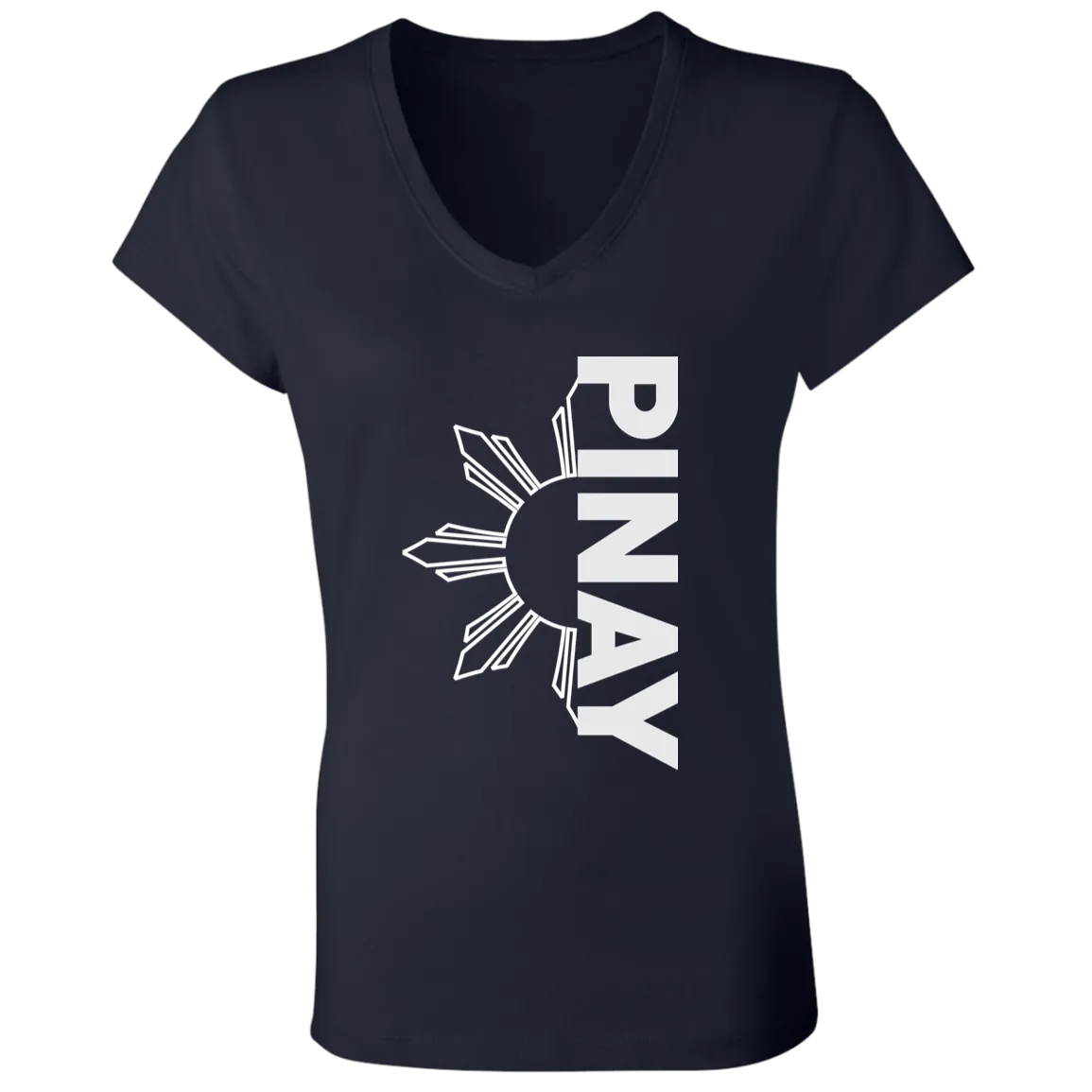 Pinay in Vertical Half Sun Ladies' Jersey V-Neck T-Shirt