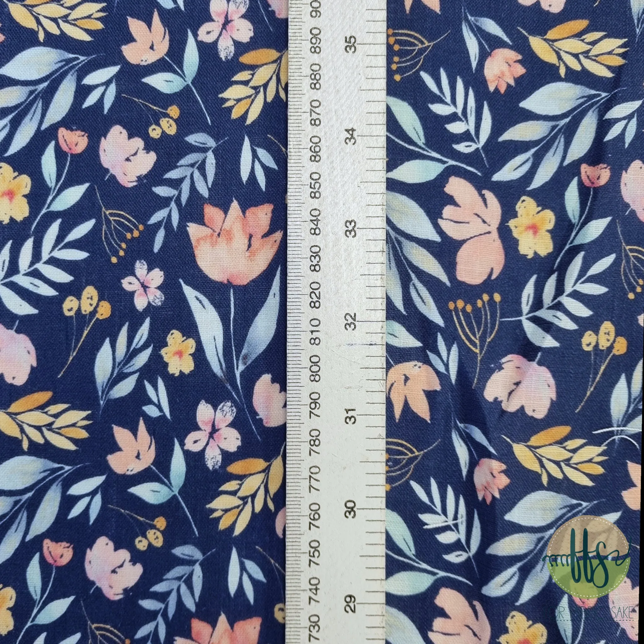 Pink, Blue & Mustard Navy-100% Linen