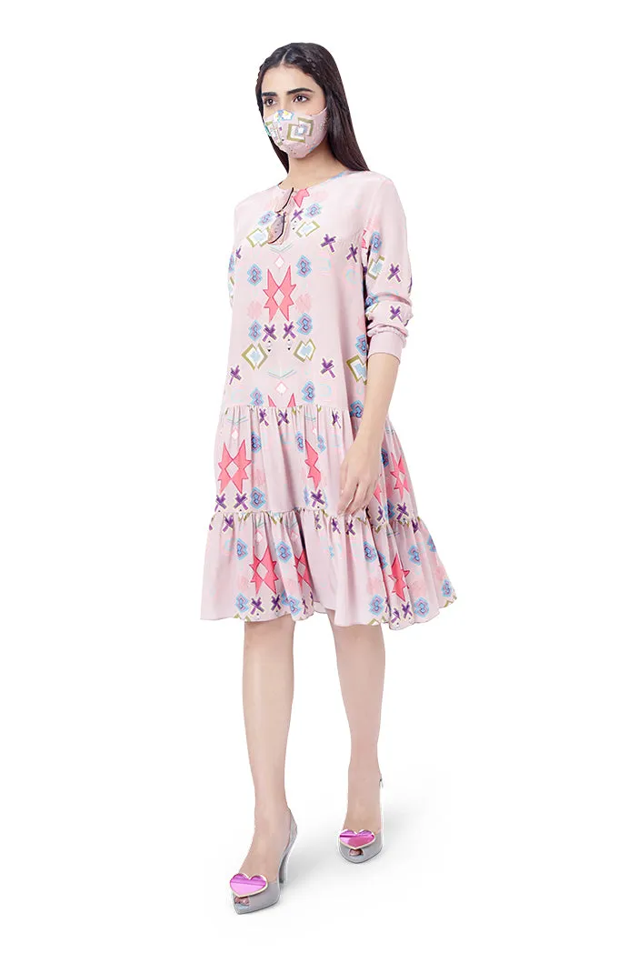 Pink Frill Tunic Dress