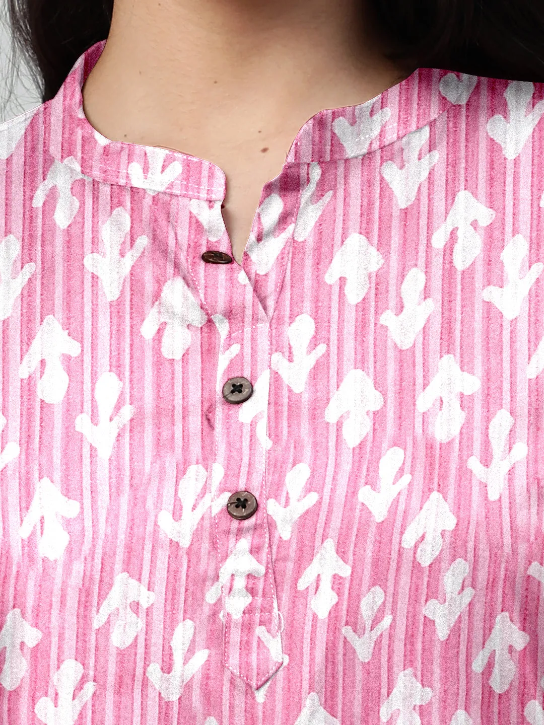 Pink Printed Woven Rayon Tunic #431