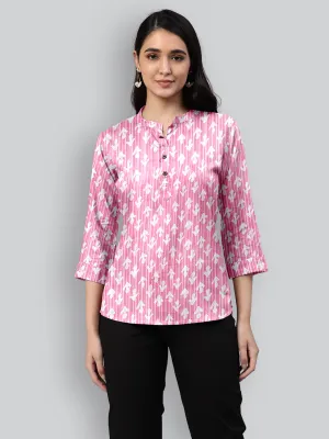 Pink Printed Woven Rayon Tunic #431