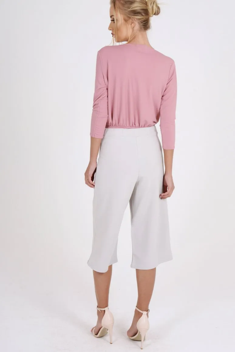Pink Wrap Around Embroidered Bodysuit - Roisin