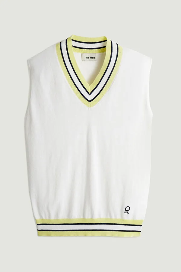 PINSTRIPE COLLAR V-NECK VEST