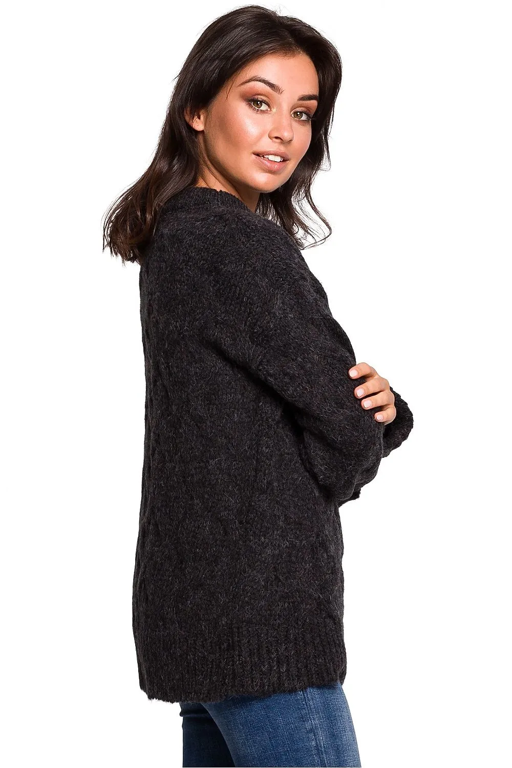Plaid Over-the-Shoulder Luxury Sweater