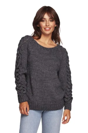 Plaid Weave Shoulder-Exposing Sweater