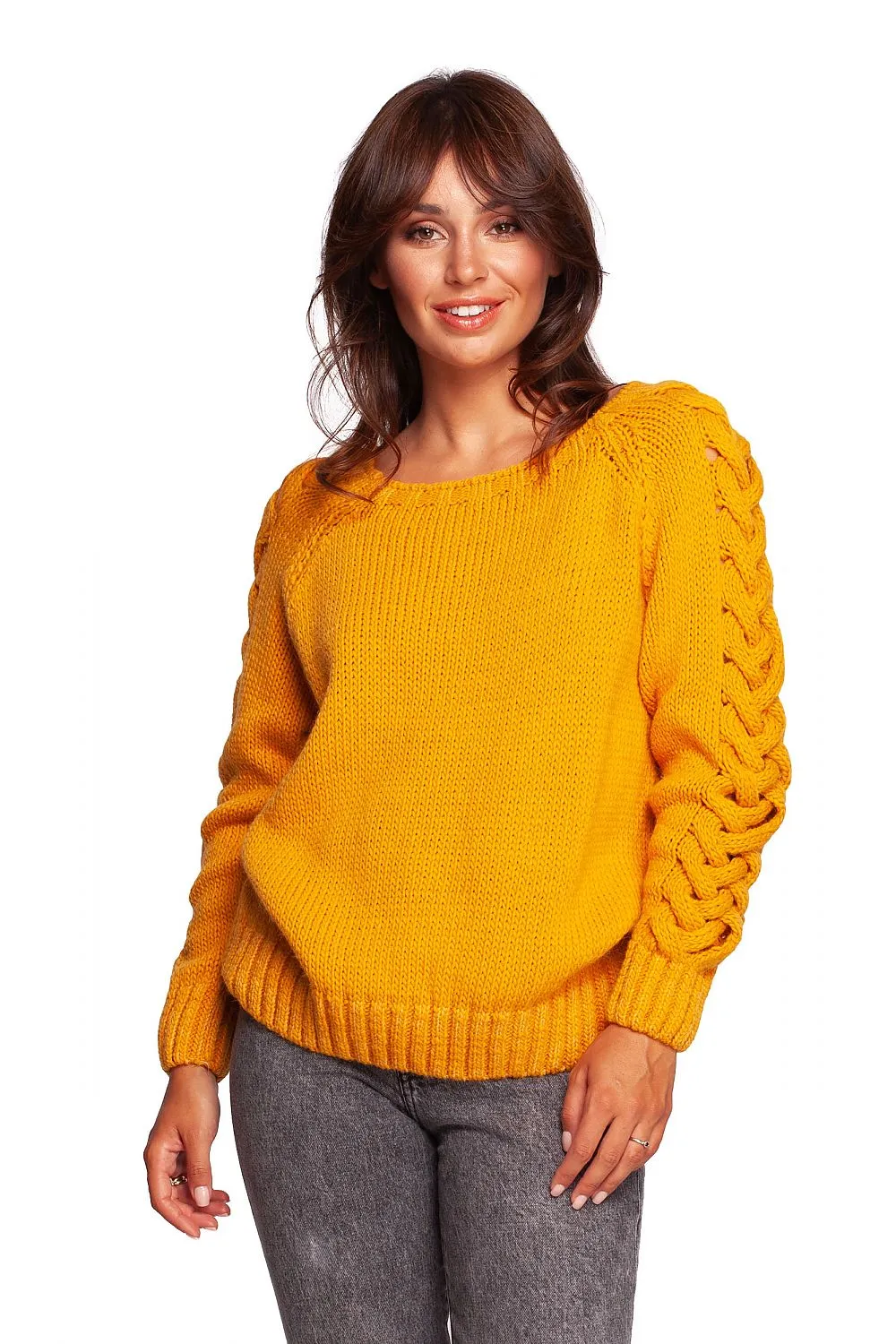 Plaid Weave Shoulder-Exposing Sweater