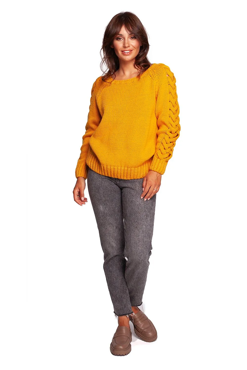 Plaid Weave Shoulder-Exposing Sweater