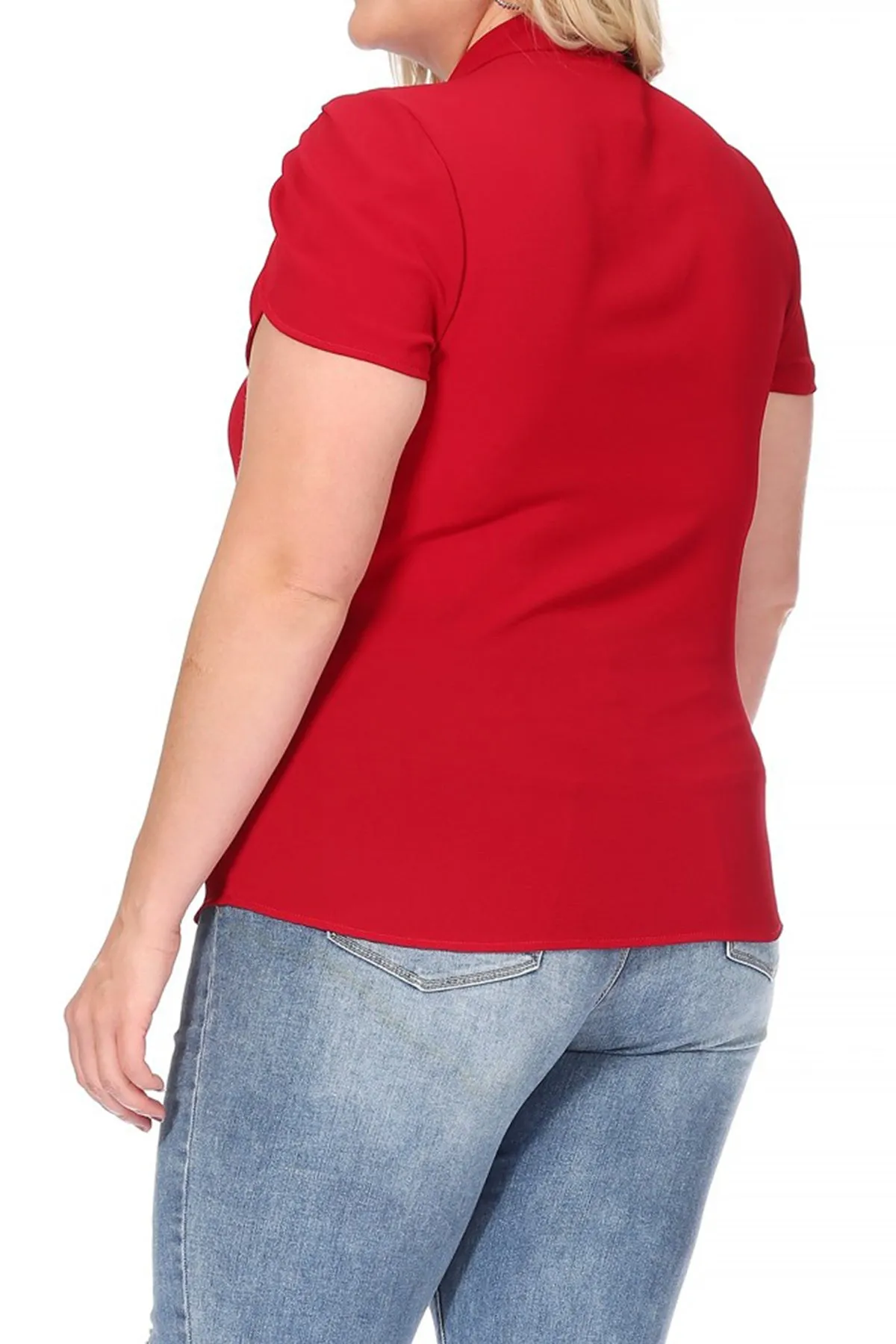 Plus Size Casual Solid Petal Sleeve Bow Tie Neck Short Sleeve Blouse Shirt Top B2040 $11