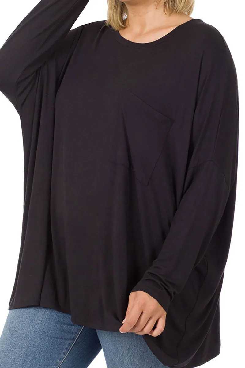 Plus Size Classic Comfort Black Luxe Rayon Oversized Top