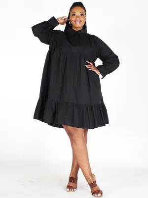 PLUS SIZE LONG SLEEVE TUNIC BUTTON UP MINI DRESS
