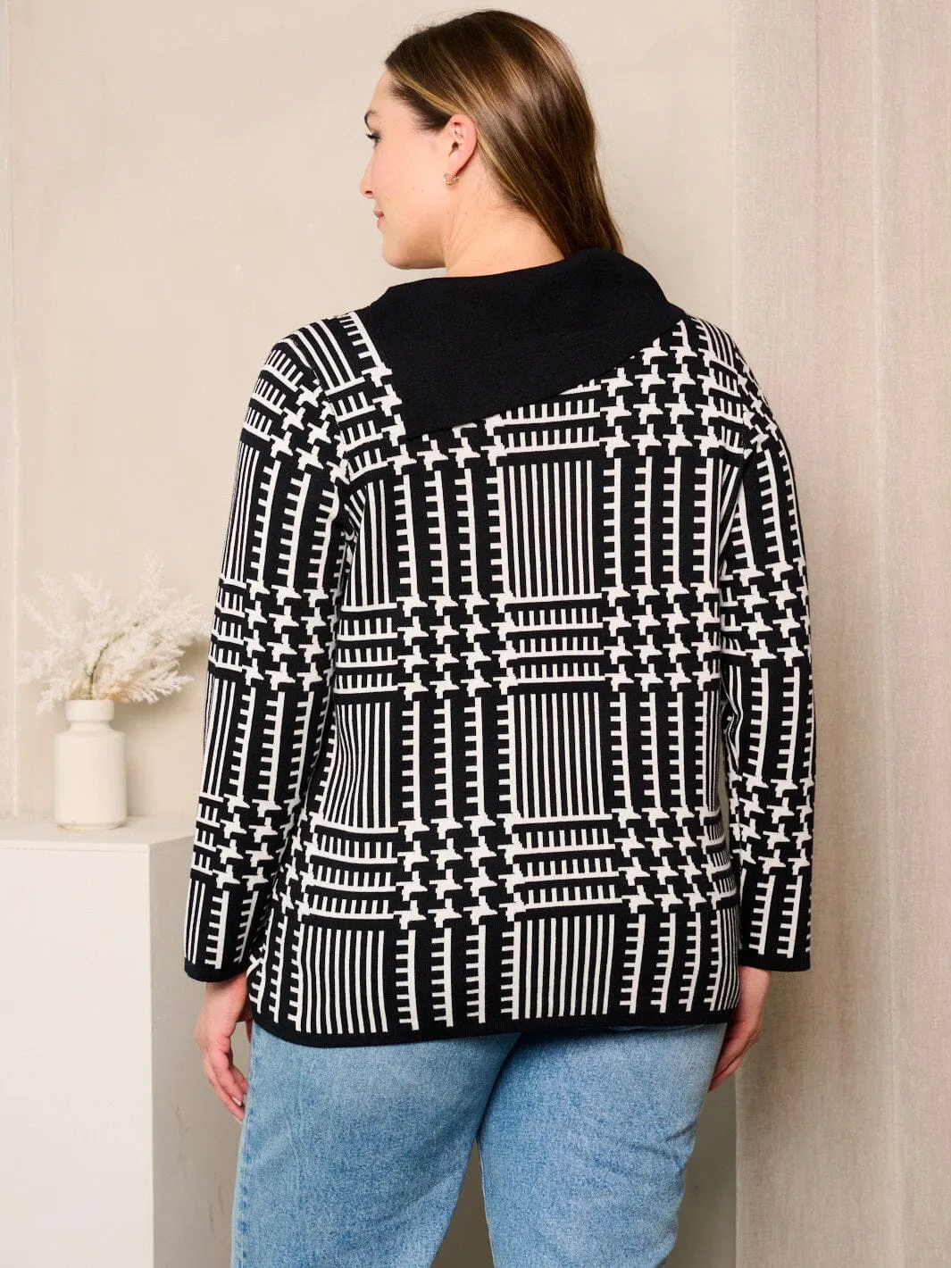PLUS SIZE LONG SLEEVES COLORBLOCK COWL NECK TOP