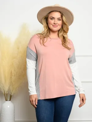 PLUS SIZE MODAL TWO CONTRAST COLOR TOP