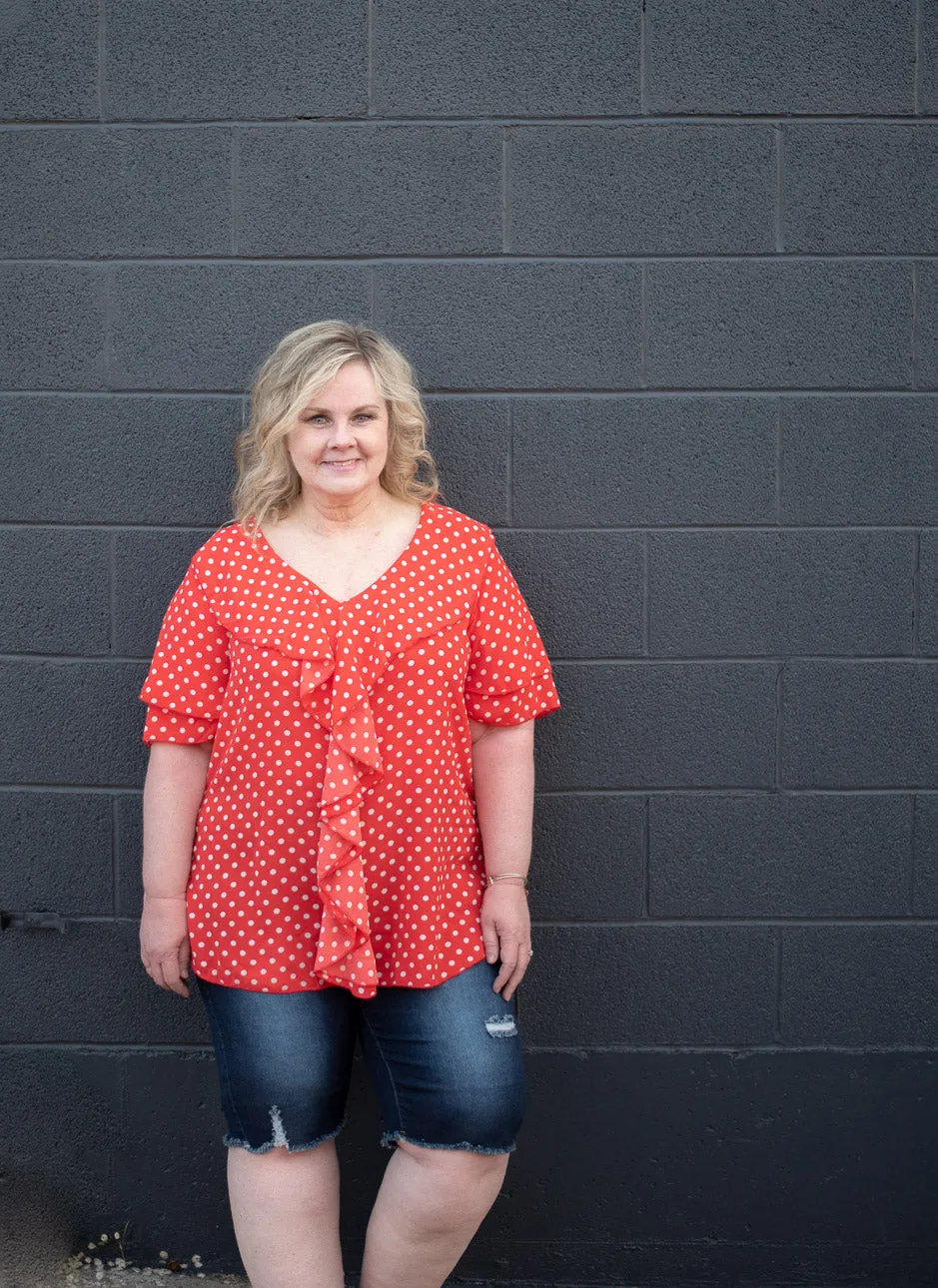 Polka Dot Ruffle Blouse Plus Size