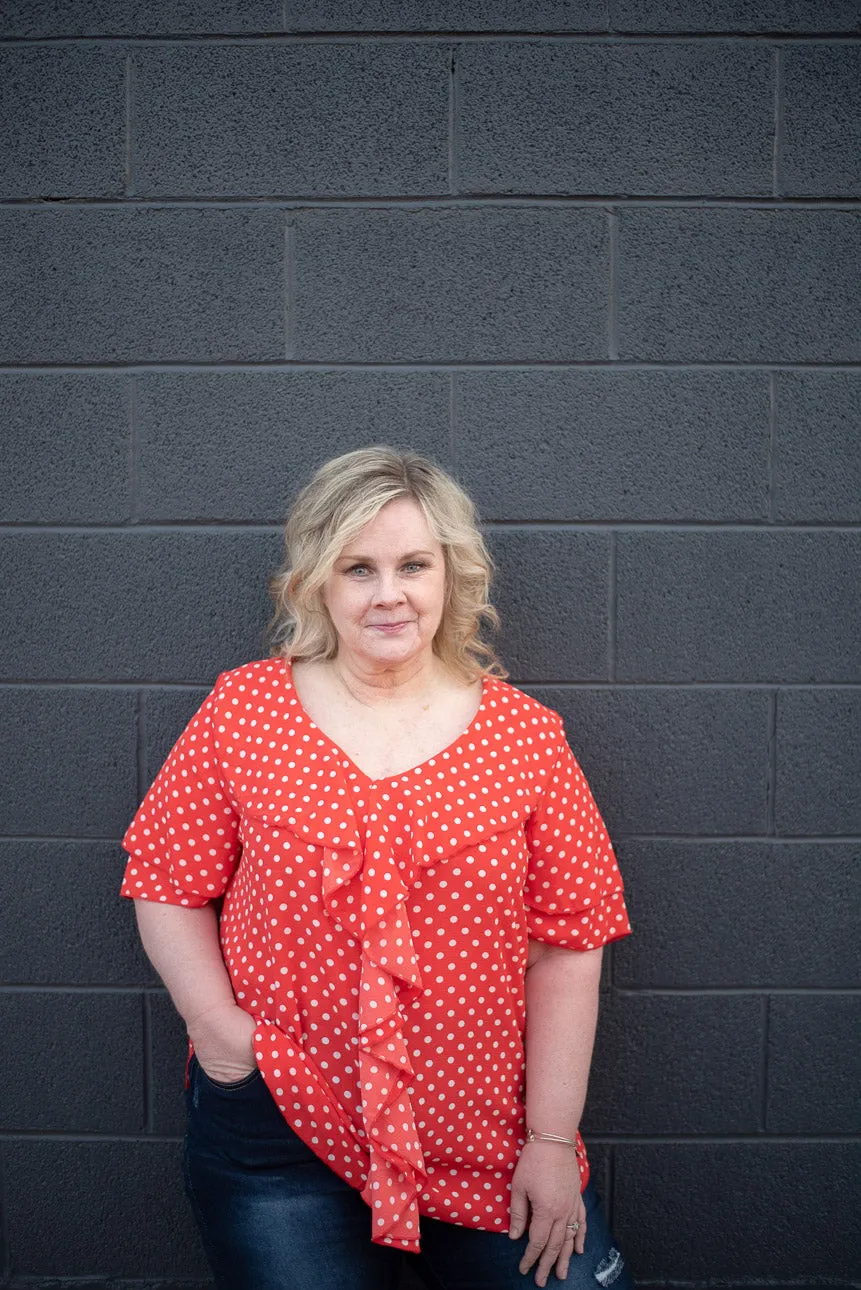 Polka Dot Ruffle Blouse Plus Size