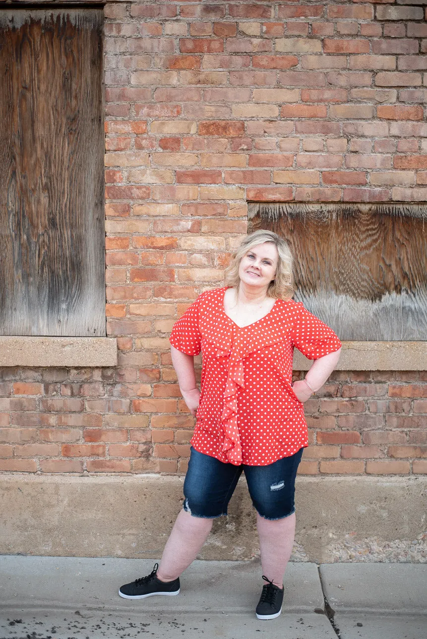 Polka Dot Ruffle Blouse Plus Size