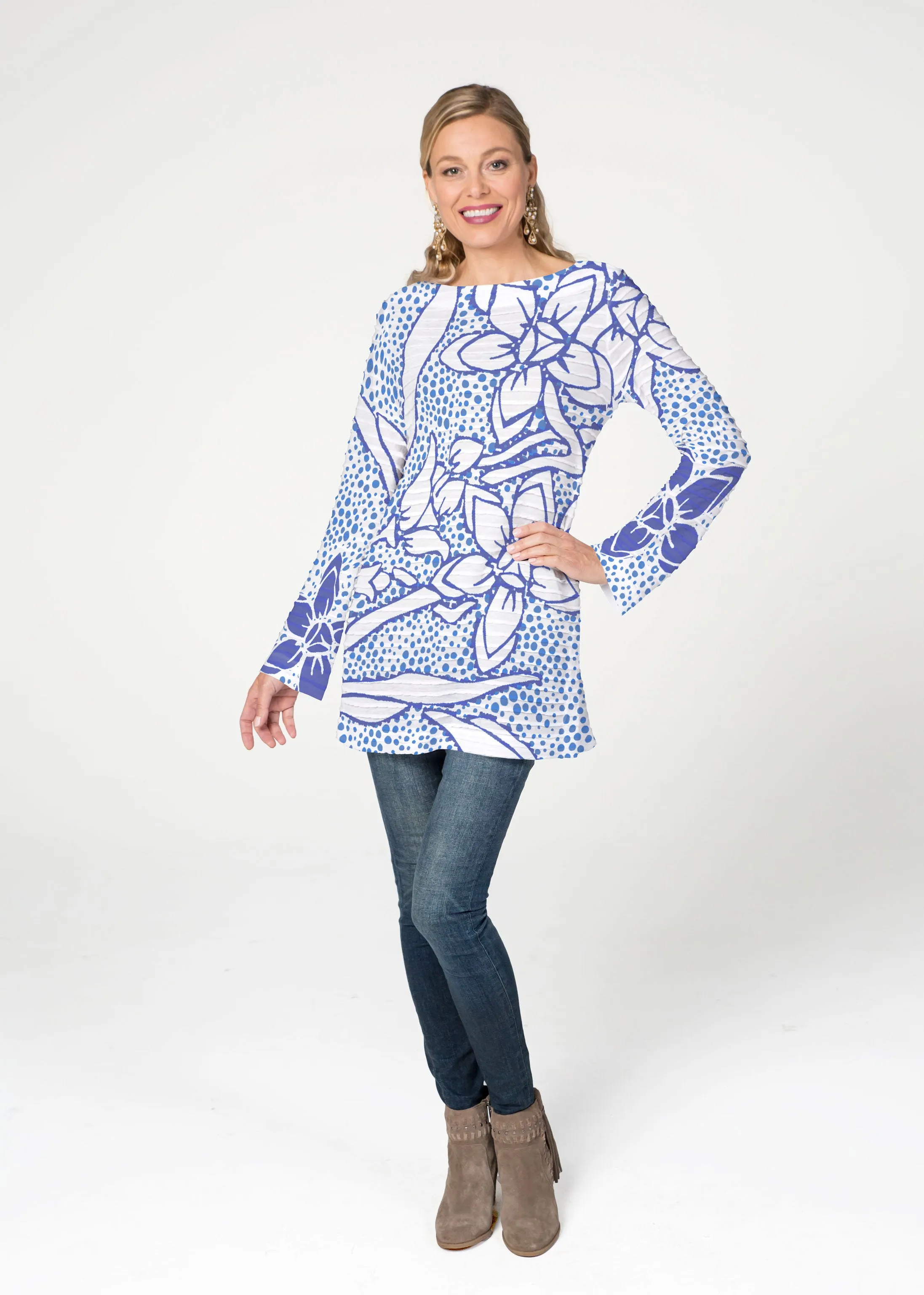 Polka Vine (8111) ~ Banded Boatneck Tunic