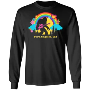 Port Angeles Flower Power Sasquatch Long Sleeve Cotton T-Shirt